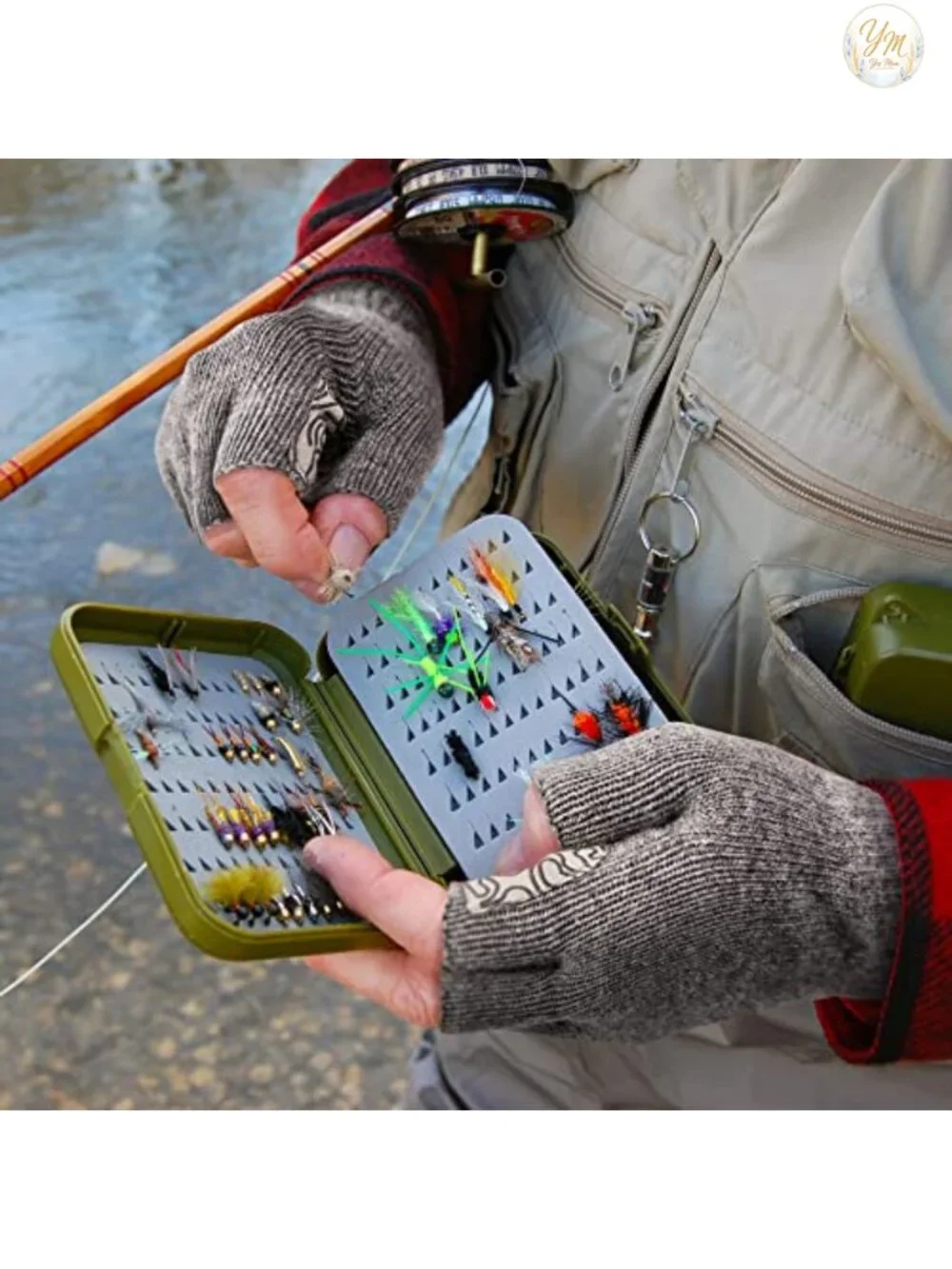 Wool Fingerless Fishing Gloves Men Women Winter Anti-Slip Palm